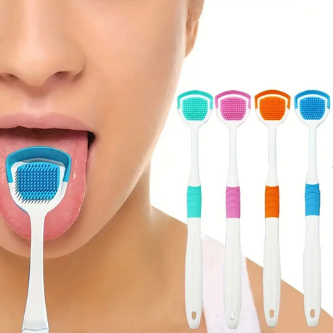 Tongue Cleaner Brush with Soft Silicone Bristles – Oral Hygiene Tool for Fresh Breath &amp; Bacteria Removal -  Tongue Cleaner - Tongue Scraper - Bad Breath Remover - Random Color